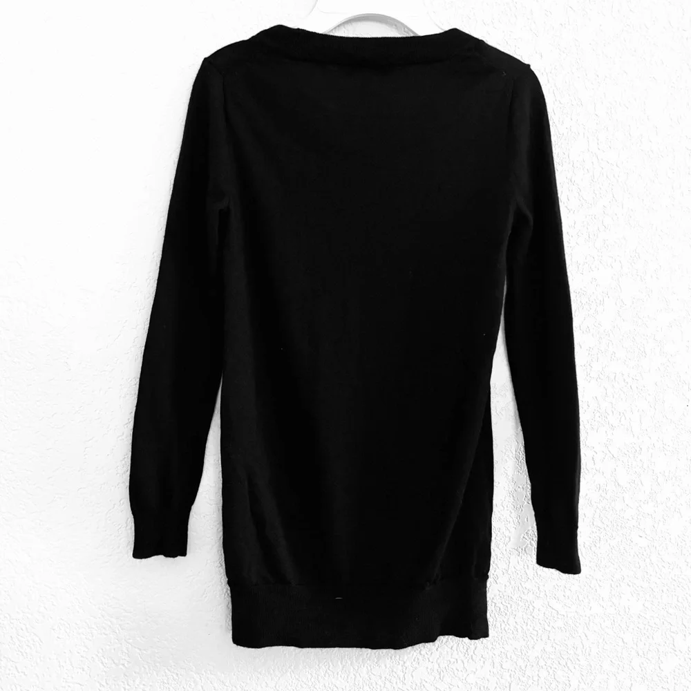 J Crew Black Sweater 100% Merino Wool long Sleeve Crew Neck Pullover Size XXXS